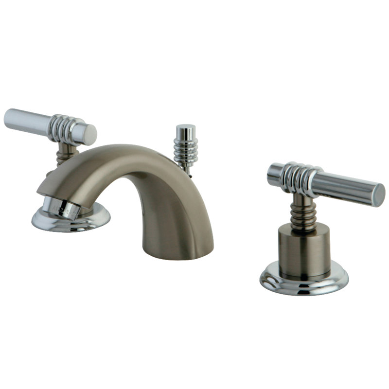 St. Charles Widespread Bathroom Faucet with Drain Assembly, Polished Chrome/Polished Brass