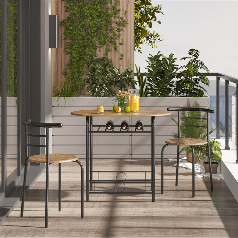Antinio 2 - Person Dining Set, Brown/Black