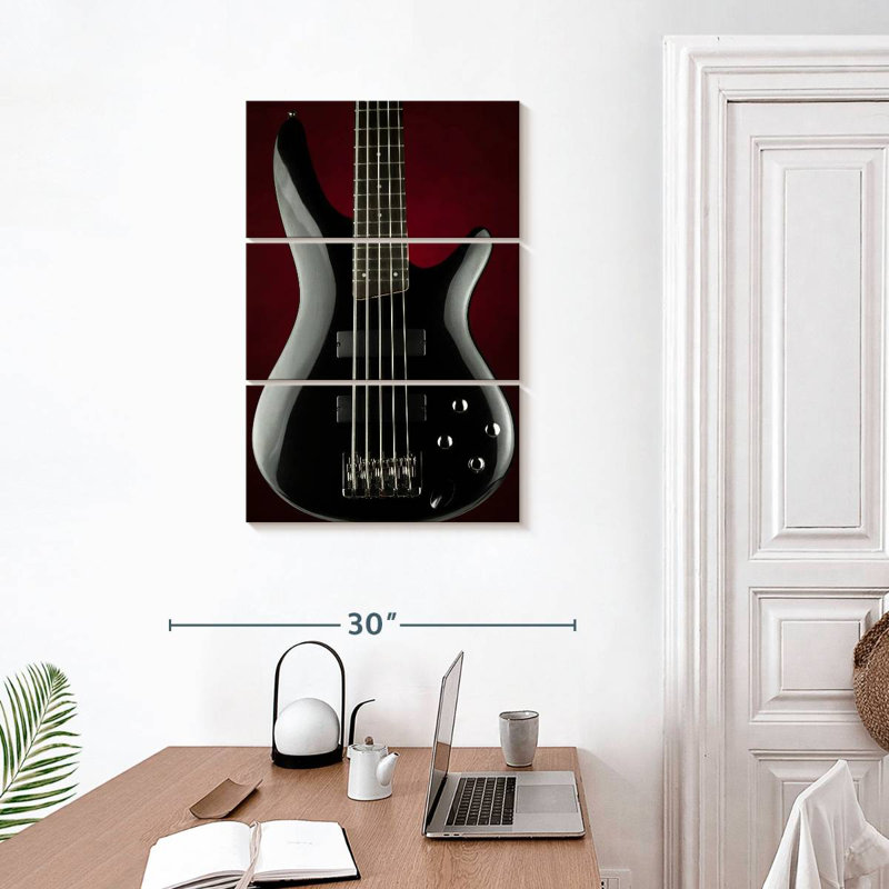 Abarca Black Electric Guitar, 32" H x 20" W