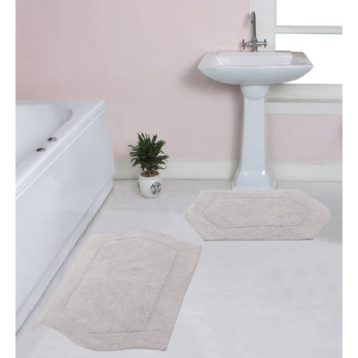 Morissette 100% Cotton Bath Rug, Non-slip, Absorbent, Machine Washable, Quick Dry 2 PCs set (21x34 / 24x40)