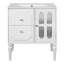 Meuble-lavabo de style rétro avec lavabo en céramique 30 po, meuble-lavabo simple autoportant avec 2 tiroirs, armoire de rangement à cadre en bois, blanc