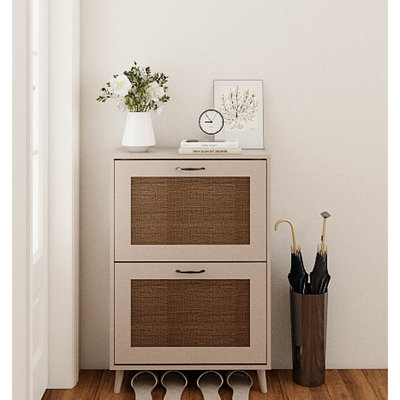 Entryway 2 Shoe Rack - Stable And Spacious Storage, Holds 12 Pairs, Quick Easy Access, Antique Grey Engineered Wood, 35.95 In Height Organizer For Structure,
