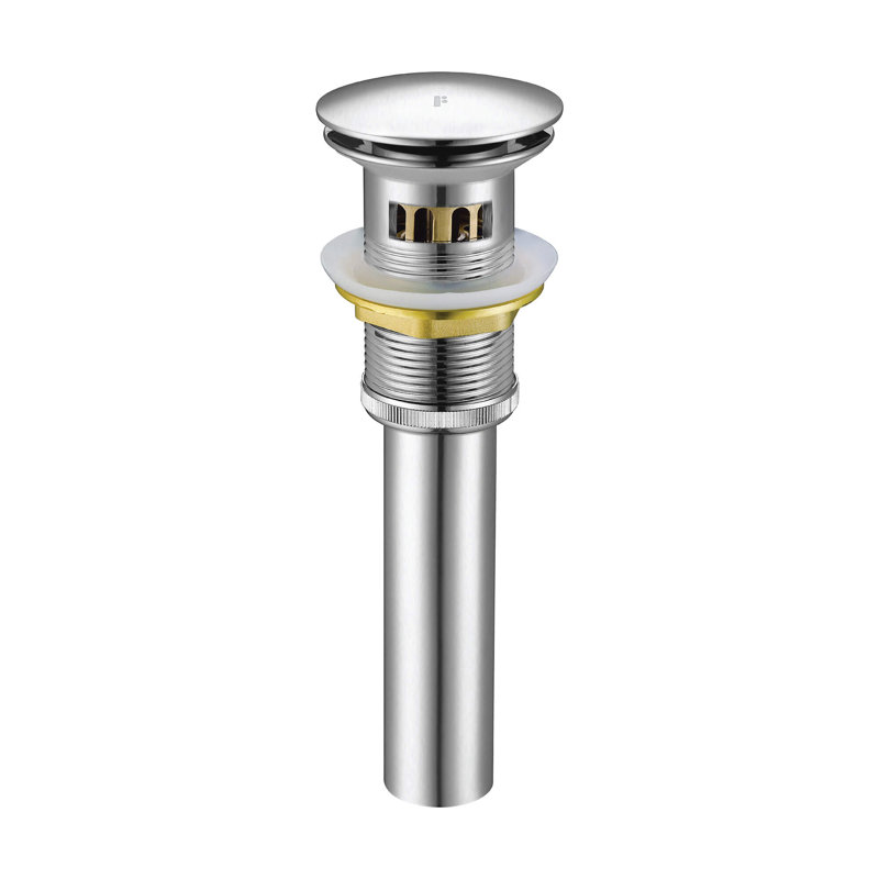 Pop Up Bathroom Sink Drain with Overflow, Satin Nickel