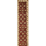 Agra Hand Knotted Floral Area Rug in Red/Ivory
