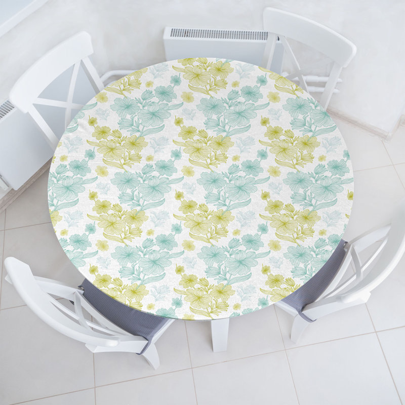 Winston Porter Retro Fitted Round Tablecloth Diameter Pale Blue Pale Green, 51.97" Round
