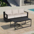 Modern Outdoor Combination 3-Seater Sofa and Iron Plate Coffee Table Set
