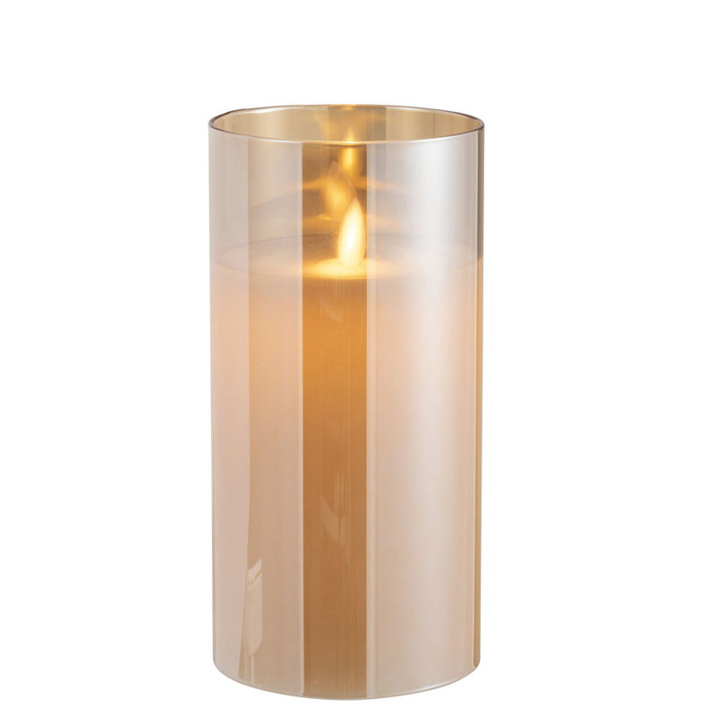 Unscented Flameless Candle with Glass Holder, 20cm H x 10cm W x 10cm D, Gold