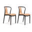Chaise en plastique orange à dossier solide (ensemble de 2)-376395817