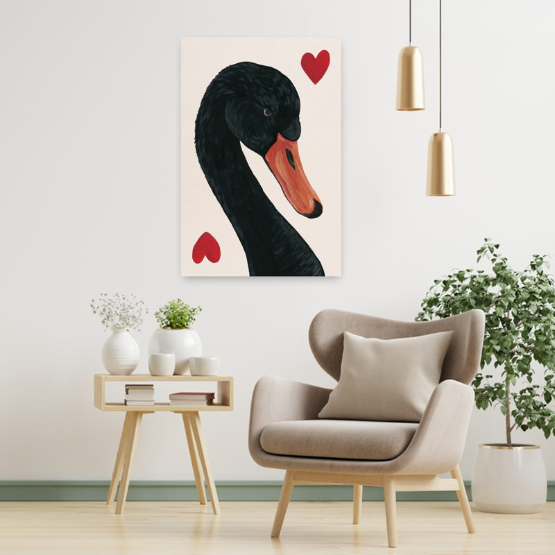 Swan of Hearts, oiseau contemporain, art animalier, H 36 po x l 24 po