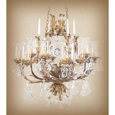 Lustre unique classique / traditionnel à 12 lumières avec détails en cristal