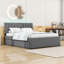 Lit plateforme tapissier en bois avec lit gigogne et tête de lit-1031538344-1031538343