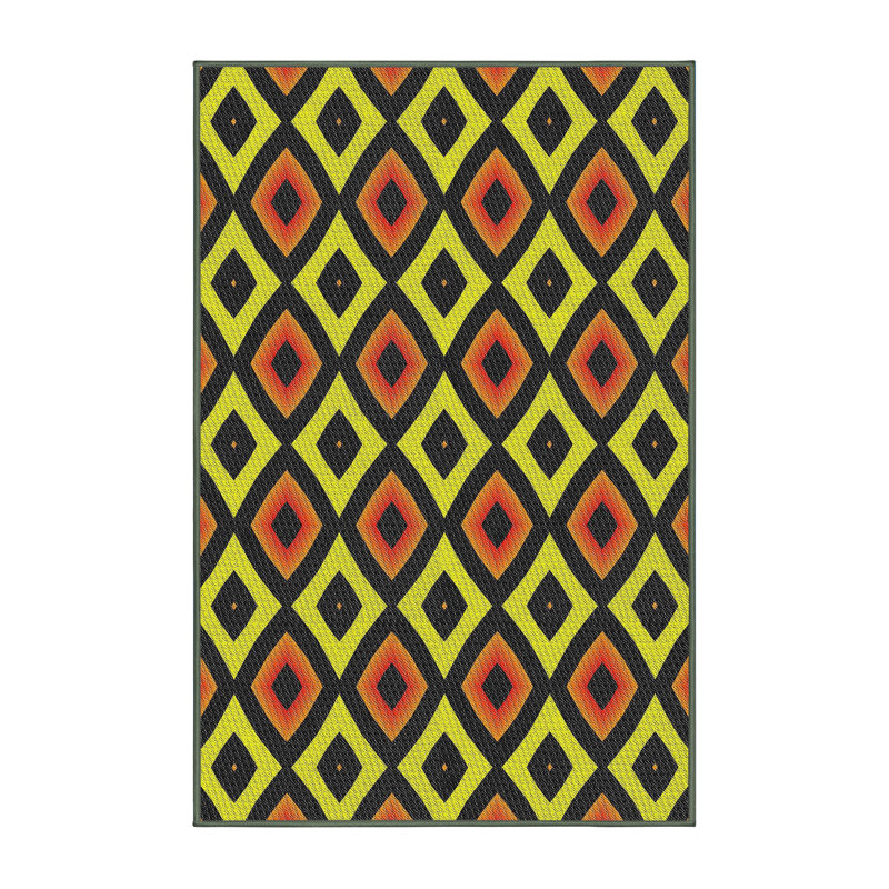 Tapis vert/rouge à motifs Gerharda, Rectangle 5 pi x 7 pi