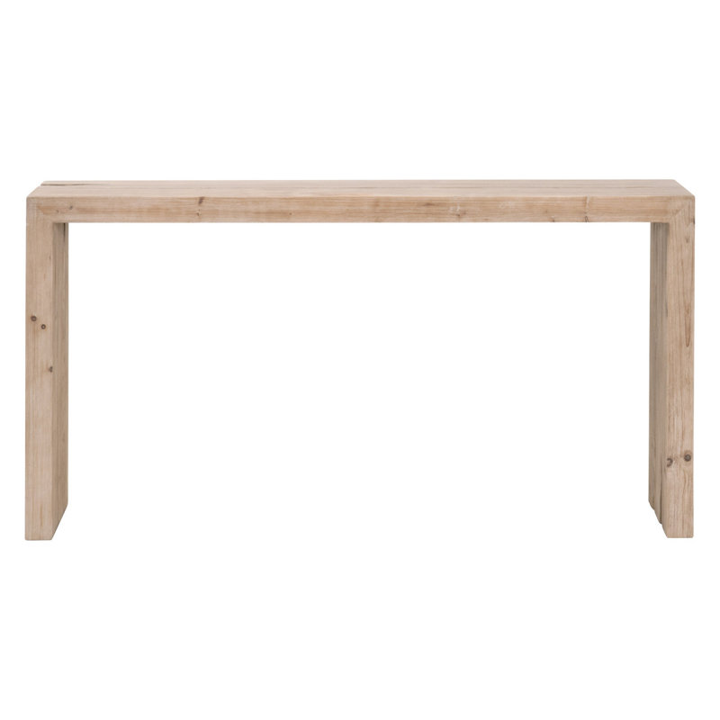 Reclaimed Pine Smoke Gray Console Table with Metal Accents