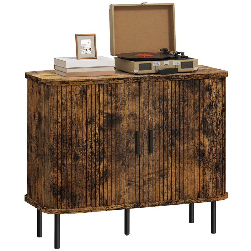 HOMCOM Mid-Century Modern Sideboard Storage Cabinet, Brown