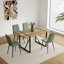 Table de salle à manger rectangulaire rustique de 55 po, plateau en bois et pieds en métal, de style industriel moderne, pour 4 à 6 personnes, construction durable avec cadre rectangulaire noir