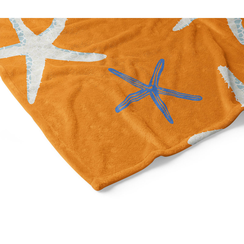 Couverture en velours de polaire Starfish, L 60 po x l 50 po, Orange