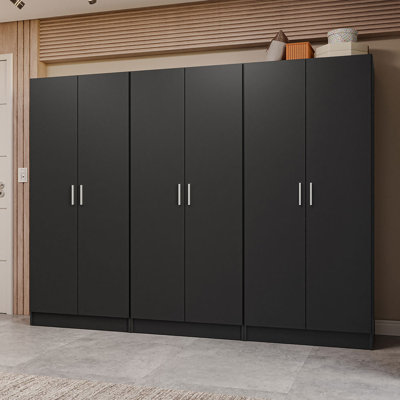 Latitude Run® 6 Doors Storage Cabinet with Ample Shelves Space 94"L Utility Armoire Closet Entryway and Bedroom Organization Unit