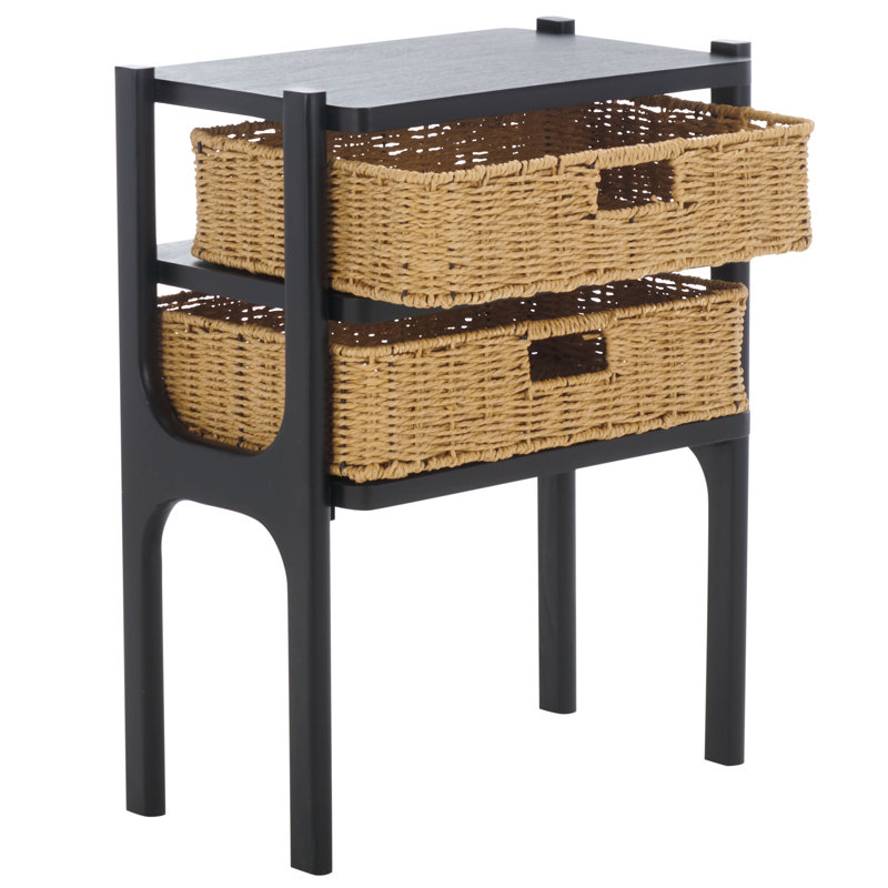 Assanti 2 Draw Accent Table, Matte Black