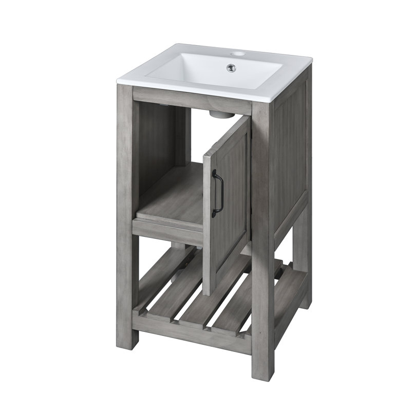 Meuble-lavabo simple 16,3 po avec plateau en céramique