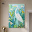 «White Heron Blues», art mural abstrait floral bleu par Art Remedy-104325327-104325314