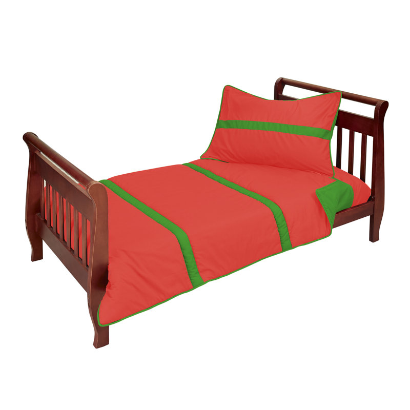 Hoang Reversible Cotton Blend Toddler Bedding Set, Orange/Apple