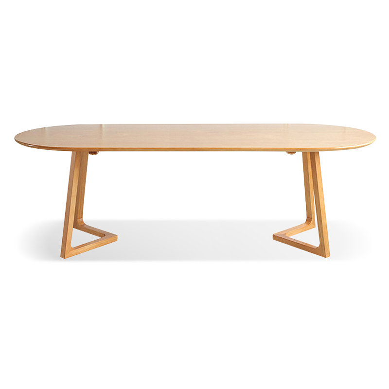 Brown Oval Solid Wood Dining Table, 29.53”H x 102.36”L x 39.37”W