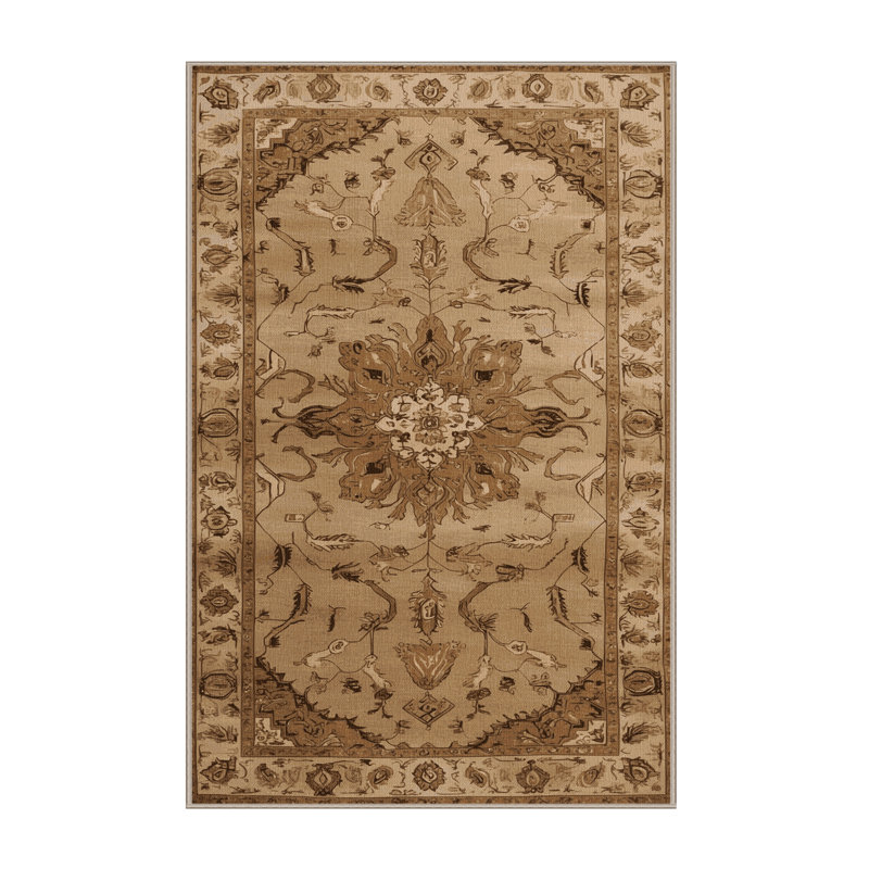 Machine Washable Persian Beige Area Rug, Rectangle 7' x 10'