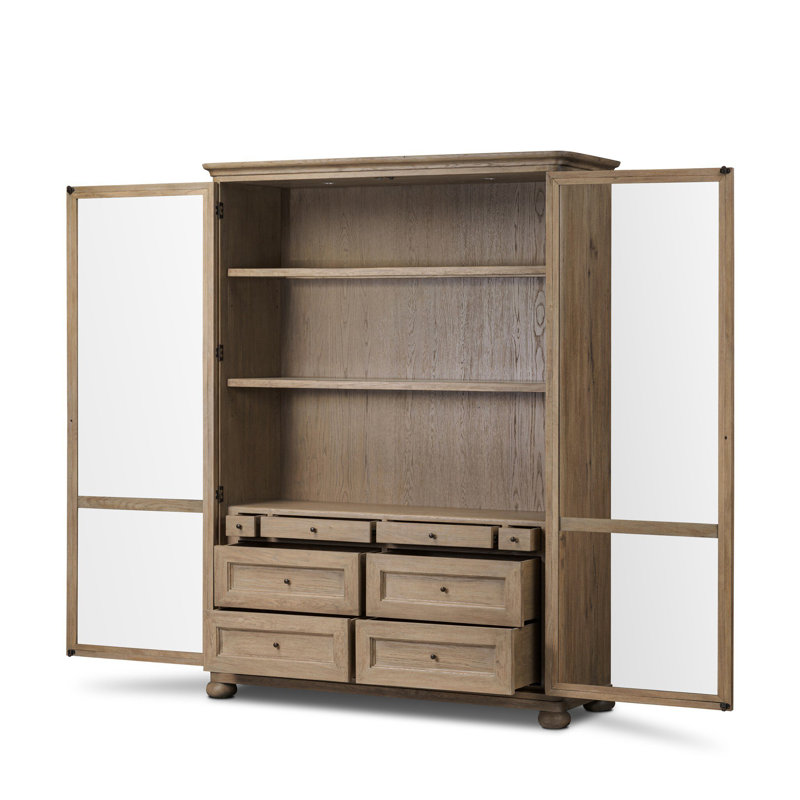 Sussex Wide Cabinet-Smoked Black, Drifted Oak