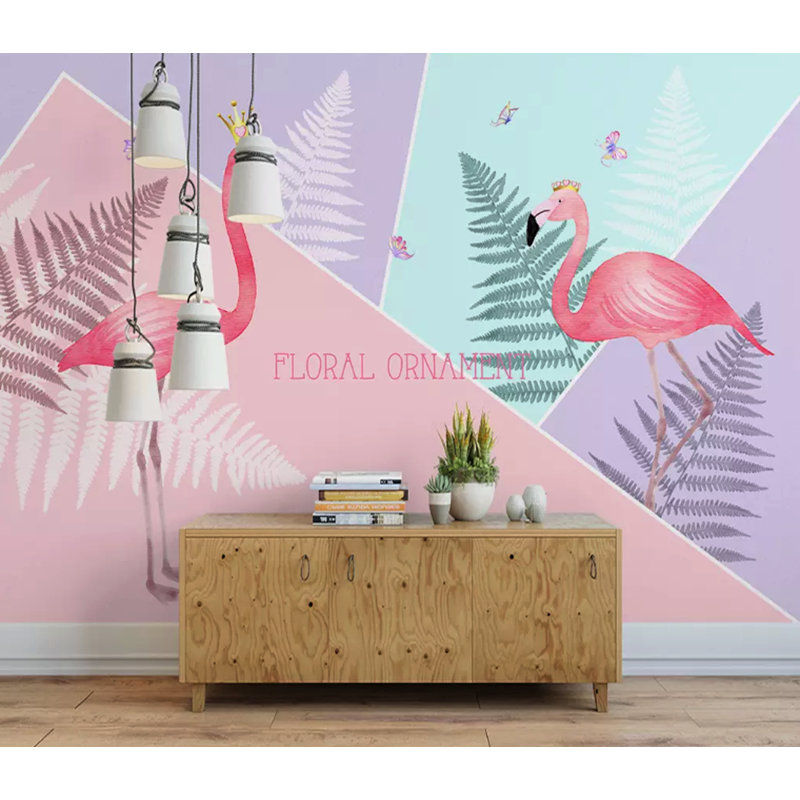 Papier peint amovible exotique Flamingo, L 9 po x l 15 po