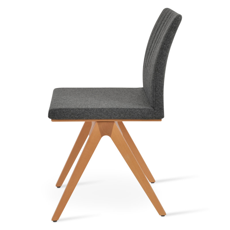 Chaise de salle à manger Zeyno, Laine argentée, Bois naturel