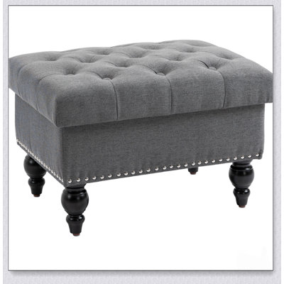 Repose-pieds de rangement élégant avec couvercle amovible, banc en tissu capitonné pour repose-pieds et siège, parfait pour l'organisation et le confort du salon