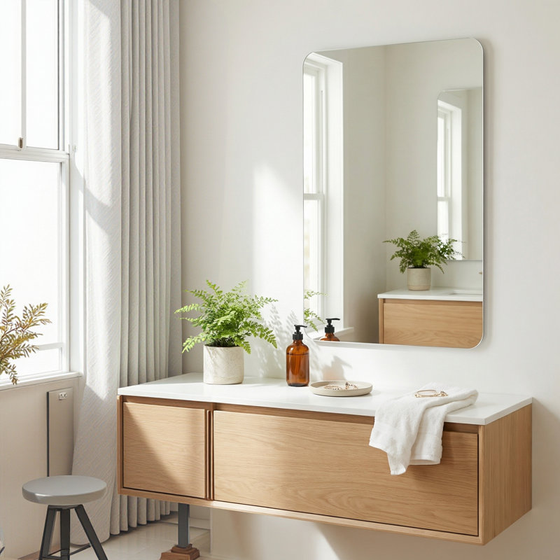 30x40 Inch  Bathroom Vanity Mirror - Frameless, Wall-Mounted, Anti-Corrosion & Rust-Resistant, Durable Vanity Mirror for Modern Bathroom Decor
