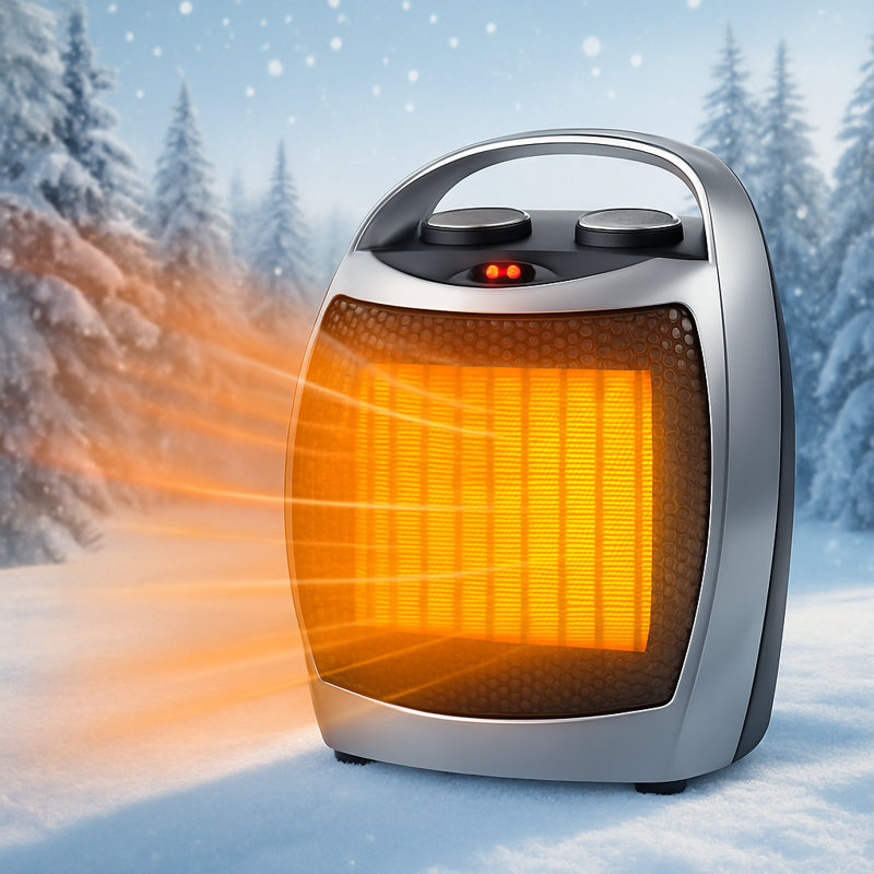 Chaufferette en céramique 1500W / 750W, protection contre la surchauffe, Argent argent