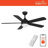 Morland 52 In. Smart Indoor/covered Outdoor Matte Black Ceiling Fan With Remote And Integrated Led Powered By Hubspace