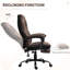 Fauteuil de bureau ergonomique avec repose-pieds - Brun foncé, réglable en hauteur et inclinable, confortable pour les routines de travail quotidiennes