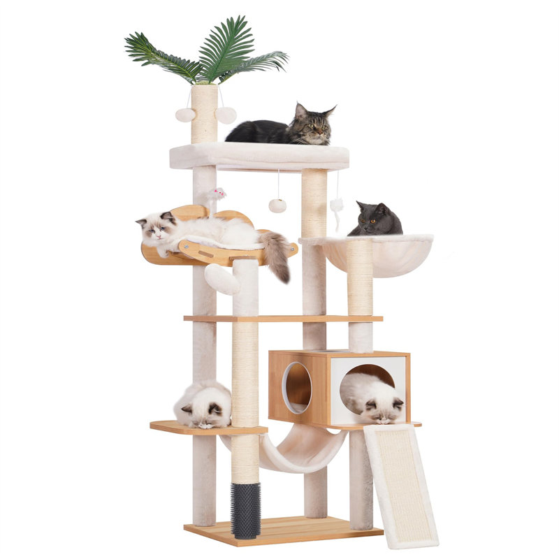 61.42'' H Cat Tree, Beige/Natural