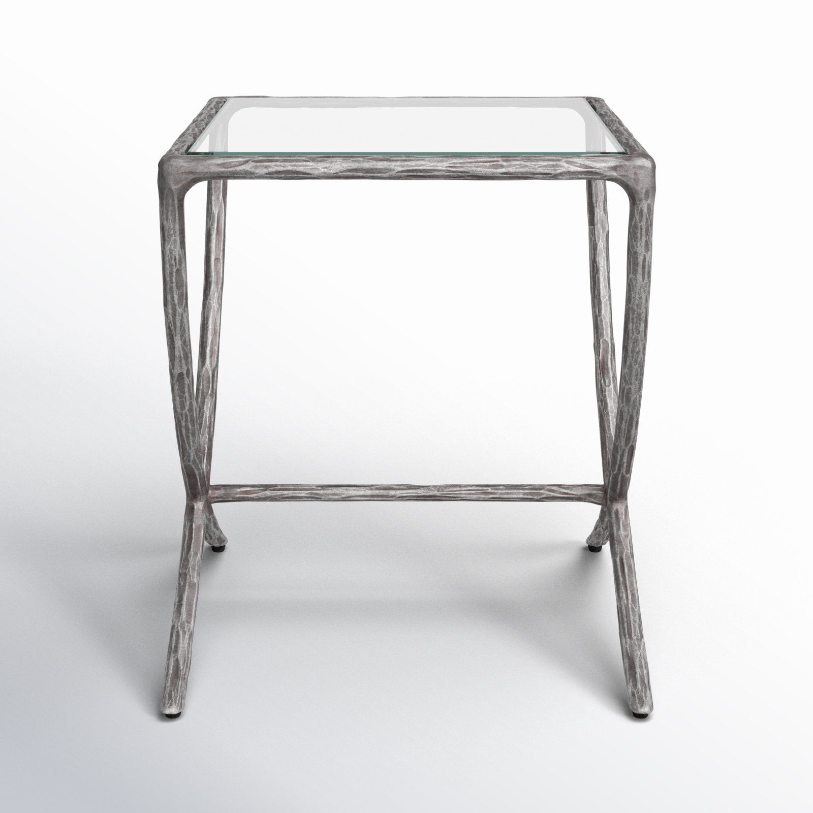 Evelynn Glass End Table, Silver