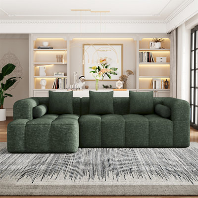 Canapé modulaire de 101,2 po avec canapé à compression complète et canapé modulaire avec siège profond et deux poches latérales pour le salon