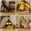 Lampe de table chat antique en bronze avec abat-jour en verre coloré