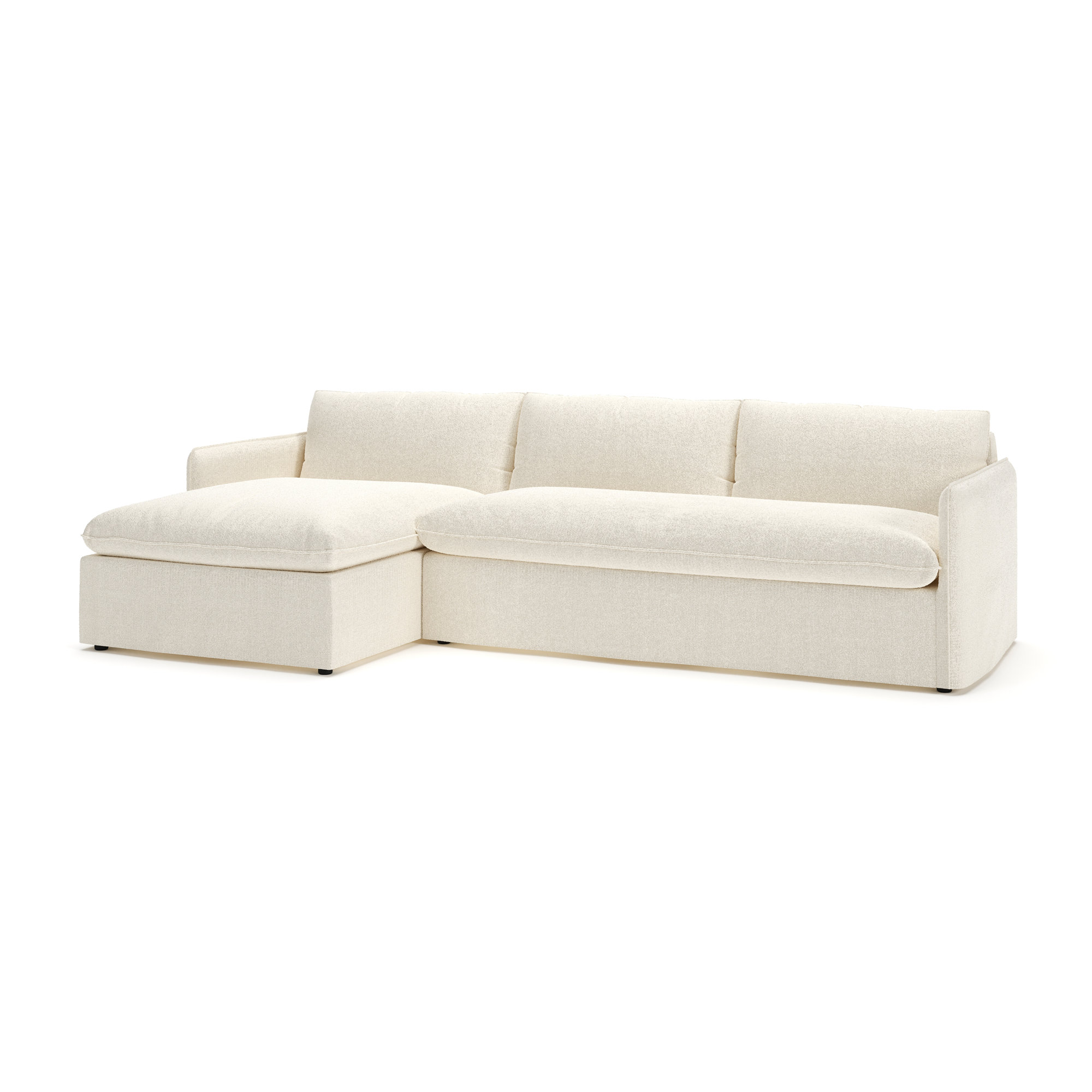 Bellatrix Upholstered L-Sectional, Davis Pearl Performance Bouclé, Left Hand Facing