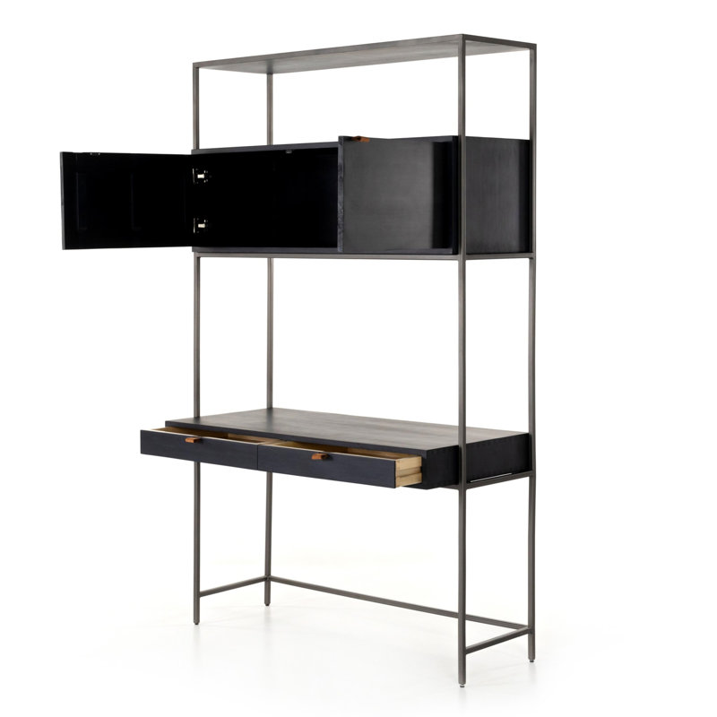 Trey Solid Wood Modular Writing Desk, Black Wash Poplar