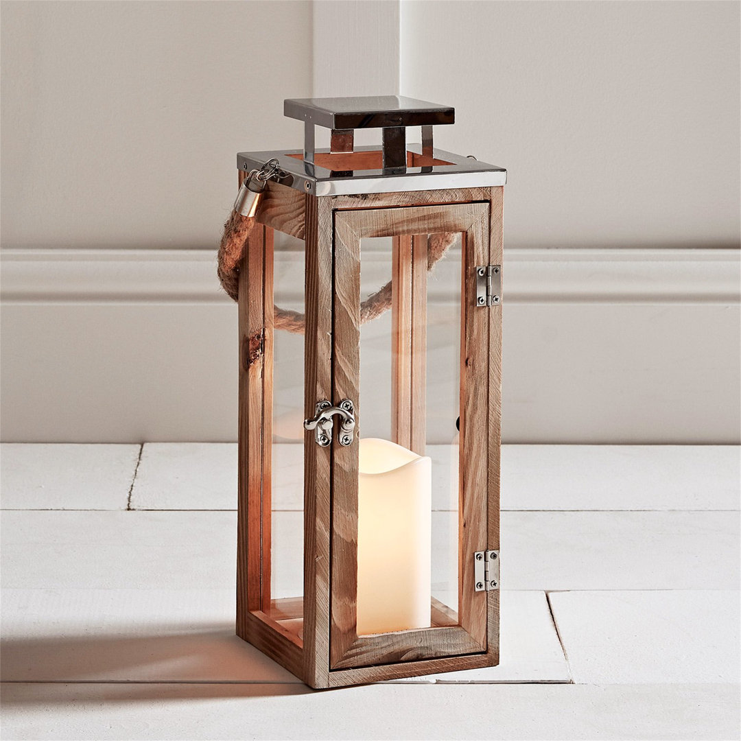 Kenney Brown 34Cm H Battery Powered Integrated LED Outdoor Lantern