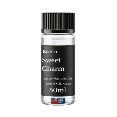 Huile pour diffuseur Sweet Charm | Huile essentielle d'aromathérapie romantique pour l'amour et la soirée amoureuse | Huile de la collection Valentine avec jasmin, lis et musc | 50 ml | 1,69 oz liq.