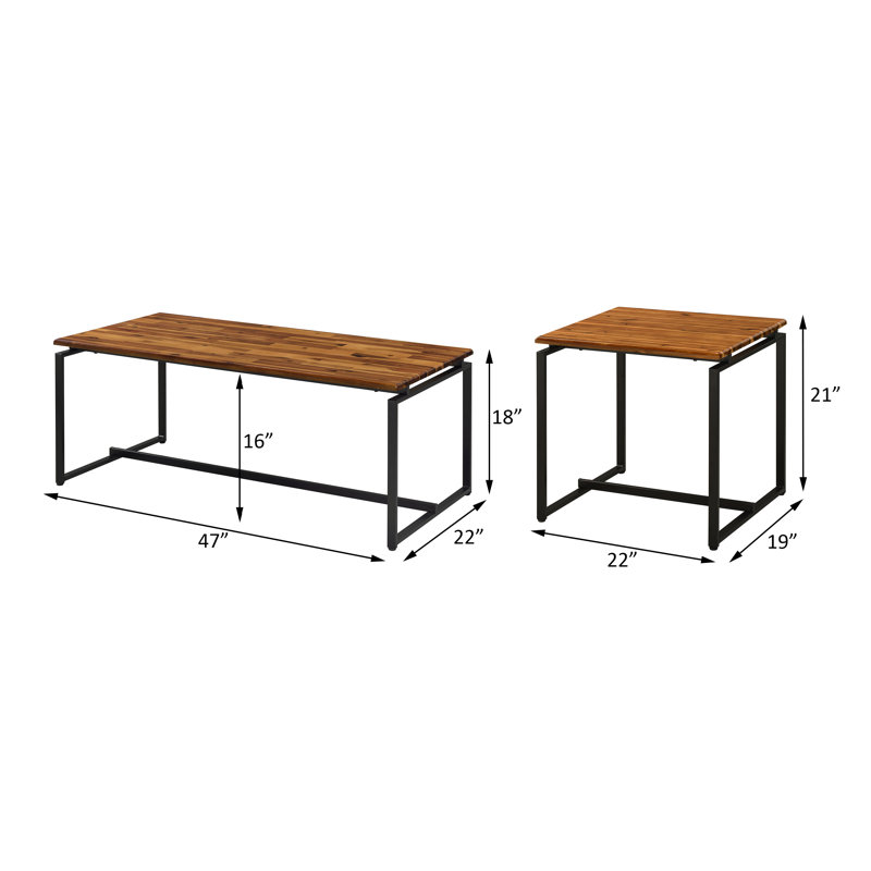 Ensemble de table basse 3 pièces Mitcheldean, Noyer
