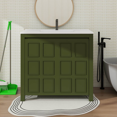 Rangement de meuble-lavabo fonctionnel 36 po avec lavabo en céramique