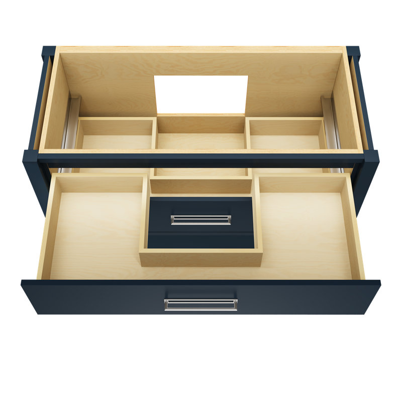 Kiawah Two-Drawer Single Bath Vanity, Hague Blue, Polished Chrome, 48"