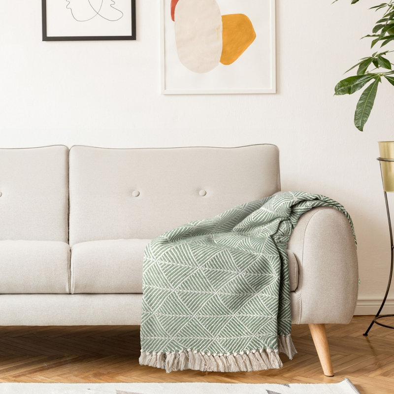  Zahra Blanket/Throw For Sofa Chair Bed Ochre, Green, 254cm x 178cm
