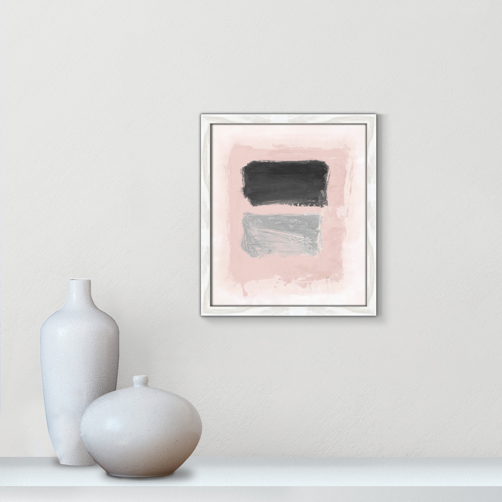Pink, Black And Silver Shimmer I by Casa Fine Arts, White Slim Unmatted Picture Framed, 15" H x 13" W x 1.25" D