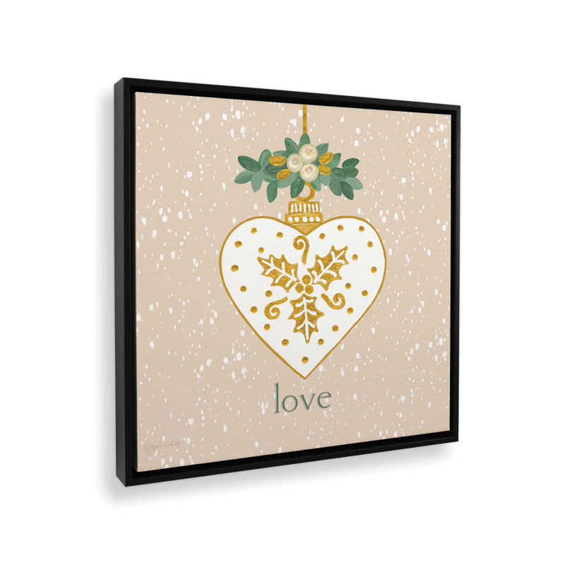 «Snowy Love Ornament» par Annie Lapoint, reproduction d'art, L 30 po x H 30 po, Noir, Toile avec cadre