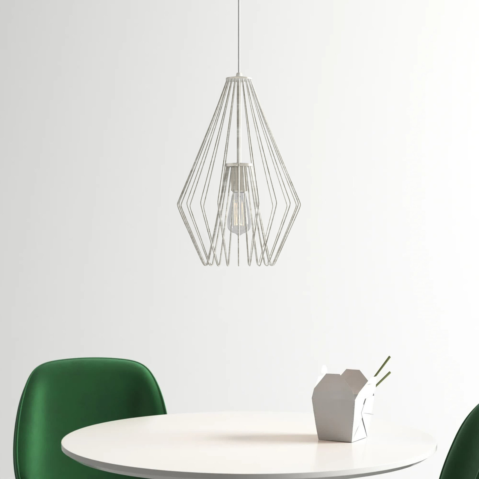 Frankie Single Light Metal Dimmable Pendant, 15.75" H x 9.25" W x 9.25" D, Brushed Nickel